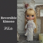 リバーシブル着物セット　White