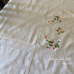 アンティーク・花柄刺繍クロス・フランスレース