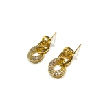 「#6210」銅 メッキ ラインストーン 3連 鎖 ピアス 金具 ✴︎2個セット