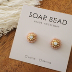 ☞人気☜ビーズ刺繍フラワーピアス《pink×gold》