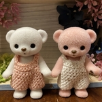 ハニーベア サロペット 2点セット ピンク×白