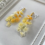 ❇︎minne限定❇︎レースモチーフのノンホールピアス（イヤリング ）/ピアス◇mimosa◇イエローグラデーション&ライトグリーン《送料無料》