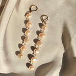 大きなハートピアス 手描きチューリップ ピンク