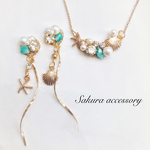 【再販5】シェル×スターフィッシュ　ネックレス  ピアス　セット