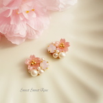【再販】桜ビジューイヤリング　イヤリング/ピアス/桜/花/フラワー/ビジュー/スワロフスキー/パール/春