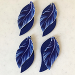 Deep Blue PU Leather Double Leaves Pendant Tops
