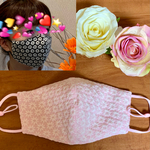 女性サイズ　ピンク　6層　刺繍　ノーズワイヤー　不織布　接着芯　ダブルガーゼ　布マスク　レディース　女性用　通勤通学　お洒落　