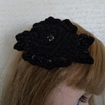 ブライス ドール用 黒ヘアピン 髪飾り ビーズ刺繍