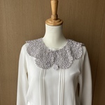 シルクコットンのピコットいっぱいの付け襟