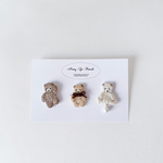 [ 受注 ] 3匹のテディベア🧸刺繍ピンバッジセット