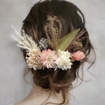 《再販》ドライフラワー ヘッドパーツ 髪飾り ヘアアクセサリー 和装 ブライダル 卒業式 パンパスグラス ススキ ゴールド