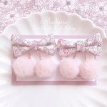 ゆらゆらさくらんぼヘアゴム♡︎﻿メイモリスピンク(ミニリボンver.)