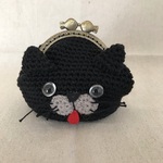 舌チョロ黒猫がま口