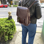 レザー3wayリュック☆ショルダー使用も☆Wベルトタイプ【Mサイズ】☆レディースバック☆ブラウン色