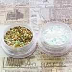 高品質 ホログラム 丸 金＆ホワイト ケース付 ネイル レジン 素材 封入 材料 アクセサリーパーツ BRO-9.10