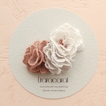 -autique pink×light gray-レースフラワーのイヤーカフ（片耳用）