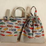 《SALE》＜クラシックカー＞男の子　通園通学キルティングバッグセット　グレー