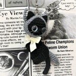 オーダー品☆凍星様【送料無料】オオカミフードの黒猫♡猫耳シルクハット＊あみぐるみキーホルダー