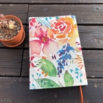 moda fabrics★A5ソフトカバー用21. 5㎝ブックカバー★フラワーパーティー★花/ピンク