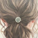 陶器風・お花のヘアゴム【青】