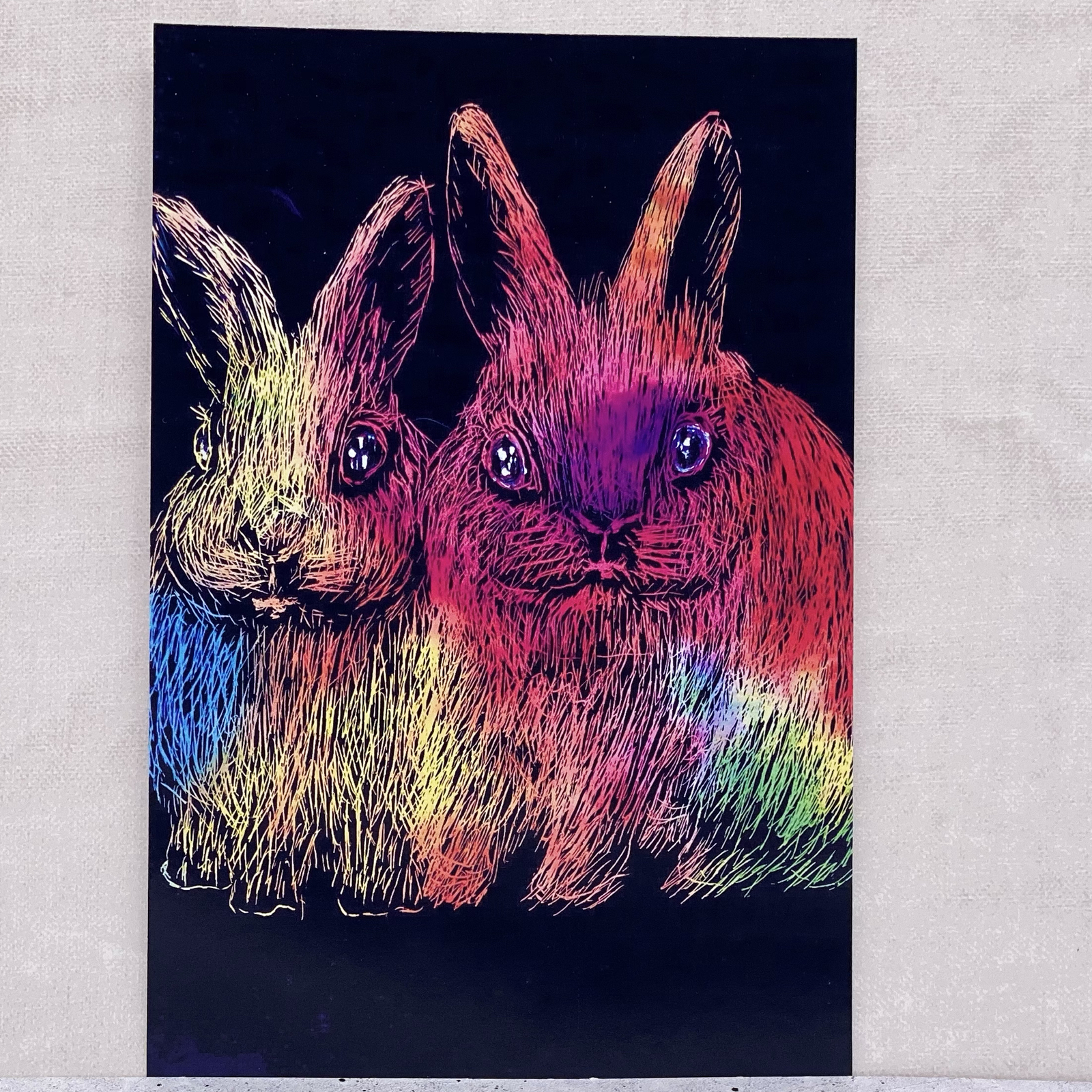 うさぎのスクラッチアート🐰ポストカード3枚セットです