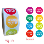 【YQ-19】サンキューシール　カラフルサンキュー　1ロール　約500枚　サンキューシール　ギフトラッピングシール　フラワーシール 丸シール