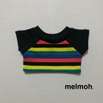 マルチボーダーTシャツ ブラック20cmぬいぐるみ服 kpopdoll