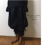 リネン　紐付きドロワーズパンツ　ブラック