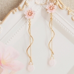 桜の花しずくイヤリング -花の宴-　∗つまみ細工∗