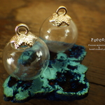 20mm ガラスドーム　leaf キャップ2個(選べる：ゴールド/シルバー)
