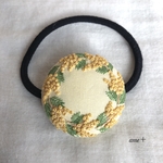 mimosa 刺繍ヘアゴム/ブローチへ変更可能