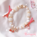 Berrypink♡さくらんぼとハートビジューのブレスレット♡レッド