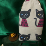 黒猫柄ペン&メガネケース（ホワイト）