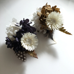 紫陽花とフェザーのヘアアクセサリー
