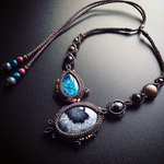 dendritic agate × azurite / macrame necklace #マクラメネックレス#