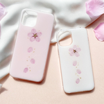 【在庫わずか】キラキラと桜の花びら舞う ･.｡* シンプル 桜の押し花スマホケース