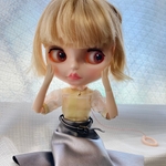 ブライス　洋服　アウトフィット　フリル衿ブラウス　レザーフレアースカート　セット売り