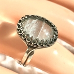 （ラスト１）sv925 クラック入りアクアマリンとクリスタル ring（８～１６号）