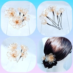 gurugurummm様専用　お花のヘアアクセサリー　５輪　～ゴールドラメ～ セット