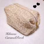 キラキラツイード＊キャラメルポーチ