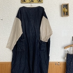 デニムとリネンのワンピース