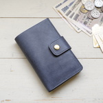 ★ NEW ★【手帳型／マーブルハーフウォレット】　イタリアンレザー　プエブロ　Blue　ブルー　/　革財布　ミニ財布　小さい財布　ハーフウォレット 