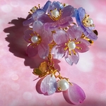 桜のヘアクリップ 立体花玉(グラデーション夜桜)
