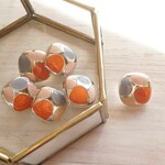 6個 ぶちシャンクボタン 16mm オレンジ