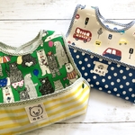 オーダー品☆名入れお食事エプロンセット＊ゆるくま・くるま＊かわいい♡