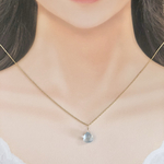 天然石のひとしずく　アクアマリンk16gpシンプルネックレス