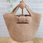 リボンが可愛い麻のバッグ