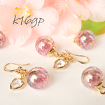 k16gp 桜のスノードーム　ピアス&イヤリング