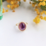 Grape　アメジスト　スワロフスキーパール・リング