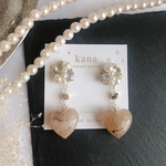 金属アレルギー対応　クリアベージュ♡ハート　ショコラ ピアス　イヤリング　